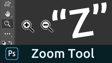 Photoshop interface with Zoom Tool highlighted