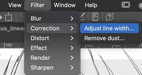 Clip Studio Paint Adjust Line Width filter dialog