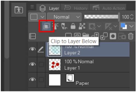 Clip Studio Paint layer panel with clipping mask example