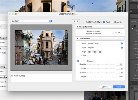 Lightroom Watermark Editor Interface