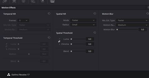 DaVinci Resolve Fairlight FX panel showing Noise Reduction options