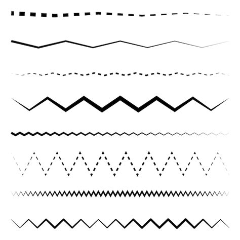 Example of various dotted and dashed line styles in Photoshop