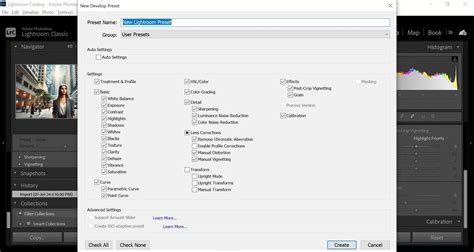 Lightroom interface showing preset application
