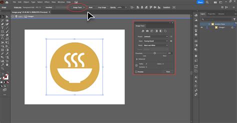Illustrator's Image Trace panel with preset options