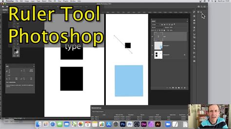 Photoshop interface with the Ruler tool selected