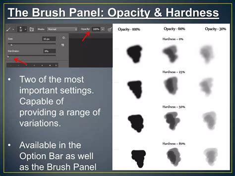 Various brush strokes showing different opacity and hardness