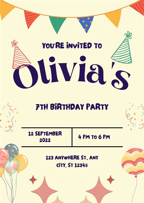 A vibrant and festive birthday invitation designed in Photovisi