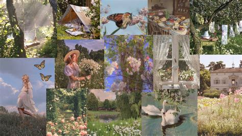 A desktop wallpaper collage featuring a blend of nature and abstract elements