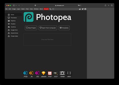 Screenshot of Photopea's web interface