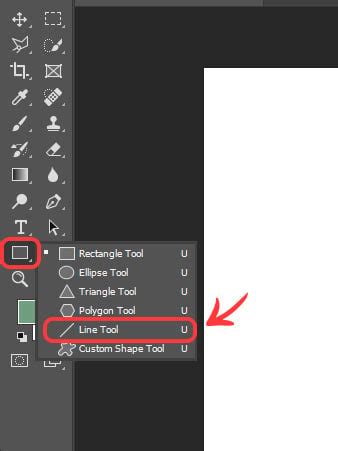 Photoshop Line Tool in the toolbar