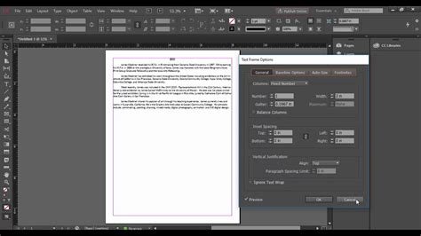 InDesign text frame with