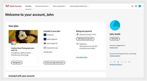 Adobe Account Management Page
