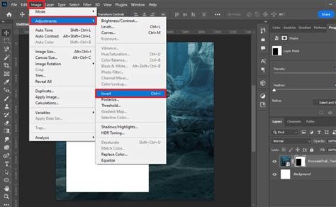 Photoshop Select menu with Inverse highlighted