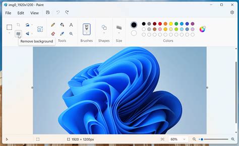 Screenshot of the Microsoft Paint interface with the 'Remove Background' button highlighted.