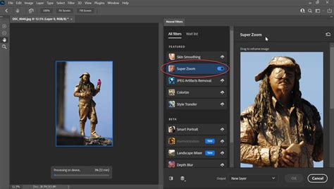 Comparison of standard resize vs. Super Zoom in Photoshop
