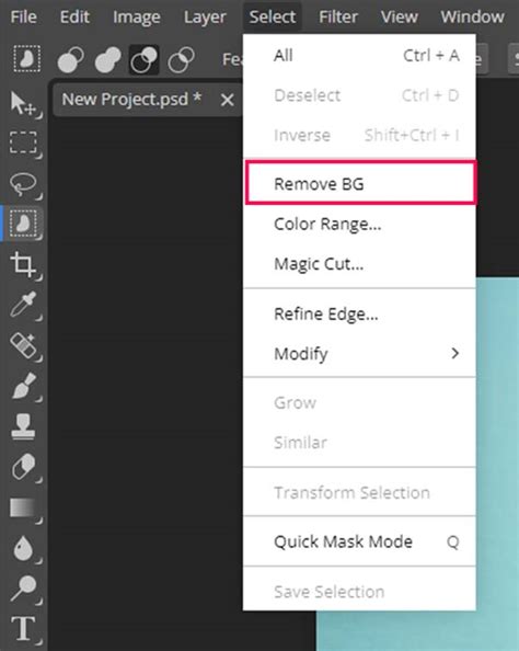 Photopea Remove BG tool processing an image
