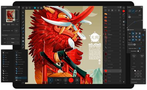 Affinity Designer interface on iPad showing vector tools