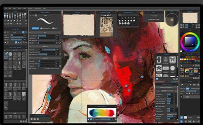 Illustration of two different digital art software interfaces side-by-side