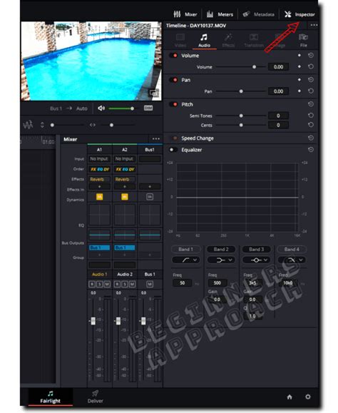 DaVinci Resolve Inspector panel showing audio volume adjustments