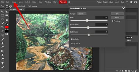 Photopea Hue Saturation mask