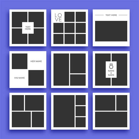 Diagram showing different collage layout options