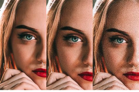 Collage of images with different grain effects