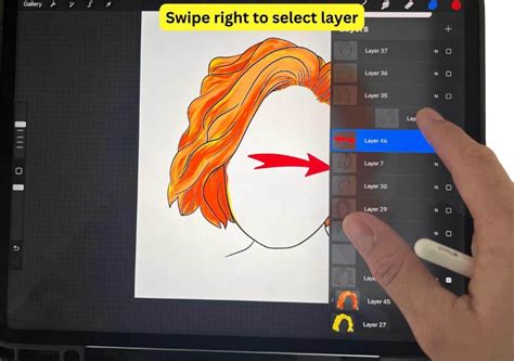 Illustration of two-finger pinch gesture on Procreate layers