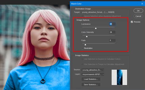 Match Color dialog box in Photoshop