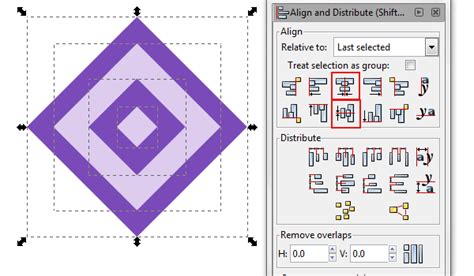 Inkscape Align and Distribute dialog box showing distribution options