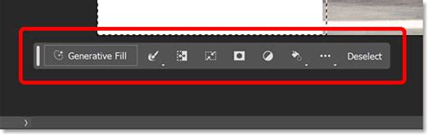 Photoshop interface showing the Contextual Task Bar with Generative Fill option