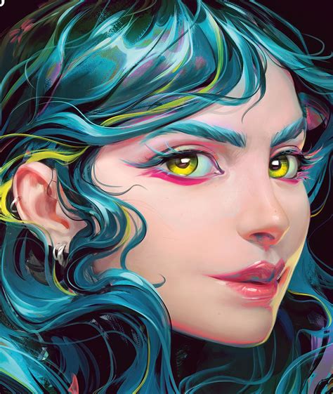 Adobe Photoshop interface with a complex digital painting