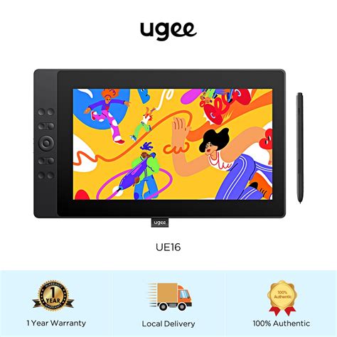 Ugee UE16 pen display with a stylus and adjustable stand