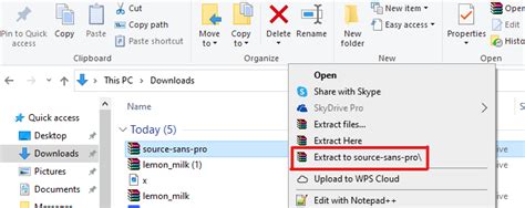 Diagram showing the process of unzipping a font file