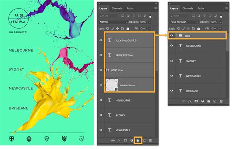 Expanding and collapsing a layer group in Photoshop
