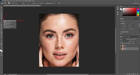 Illustration of Spot Healing Brush tool in action on a portrait