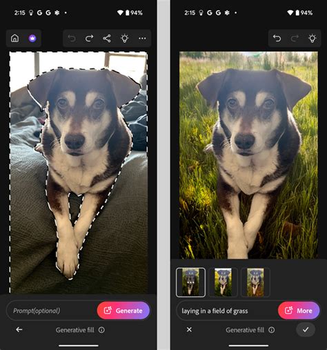Screenshot of Photoshop for Android showing the Tap Select tool in action