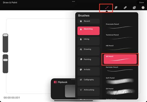 Procreate Brush Studio interface with various customization tabs