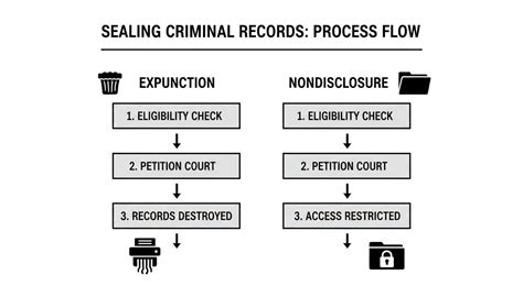 A flowchart illustrating the process of expungement and record sealing.