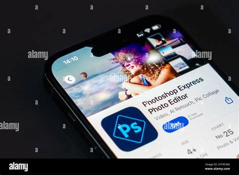 Smartphone displaying Photoshop Express app interface