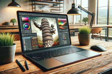 Laptop displaying Photoshop for the Web interface