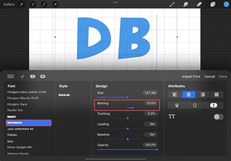 Procreate Warp tool mesh on text