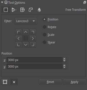 Krita Transform Tool options with flip icons highlighted