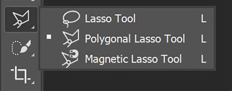 Photoshop Marquee and Lasso tools in the toolbar