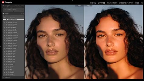 Lightroom interface showing a generic preset applied to a portrait