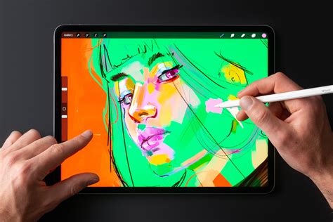 Digital artist using Procreate on an iPad with Apple Pencil