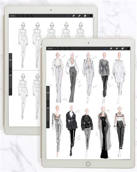 Procreate template with fashion design guides