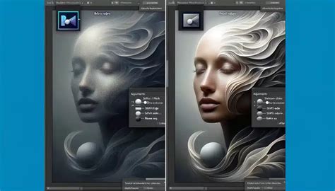 Before and after feathering edges in Photoshop