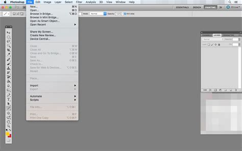 Photoshop Menu Bar highlighting File and Edit options