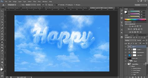 Example of Photoshop actions panel with cloud effects