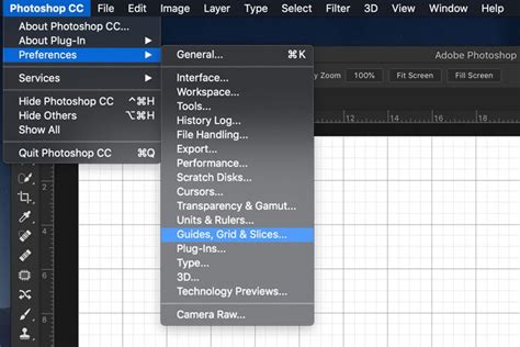 Photoshop Grid Preferences dialog box